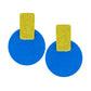 Organic Vibes Handmade Geometrical Blue-Olive Shape Antique Stud Fabric Earrings For Women