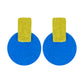 Organic Vibes Handmade Geometrical Blue-Olive Shape Antique Stud Fabric Earrings For Women