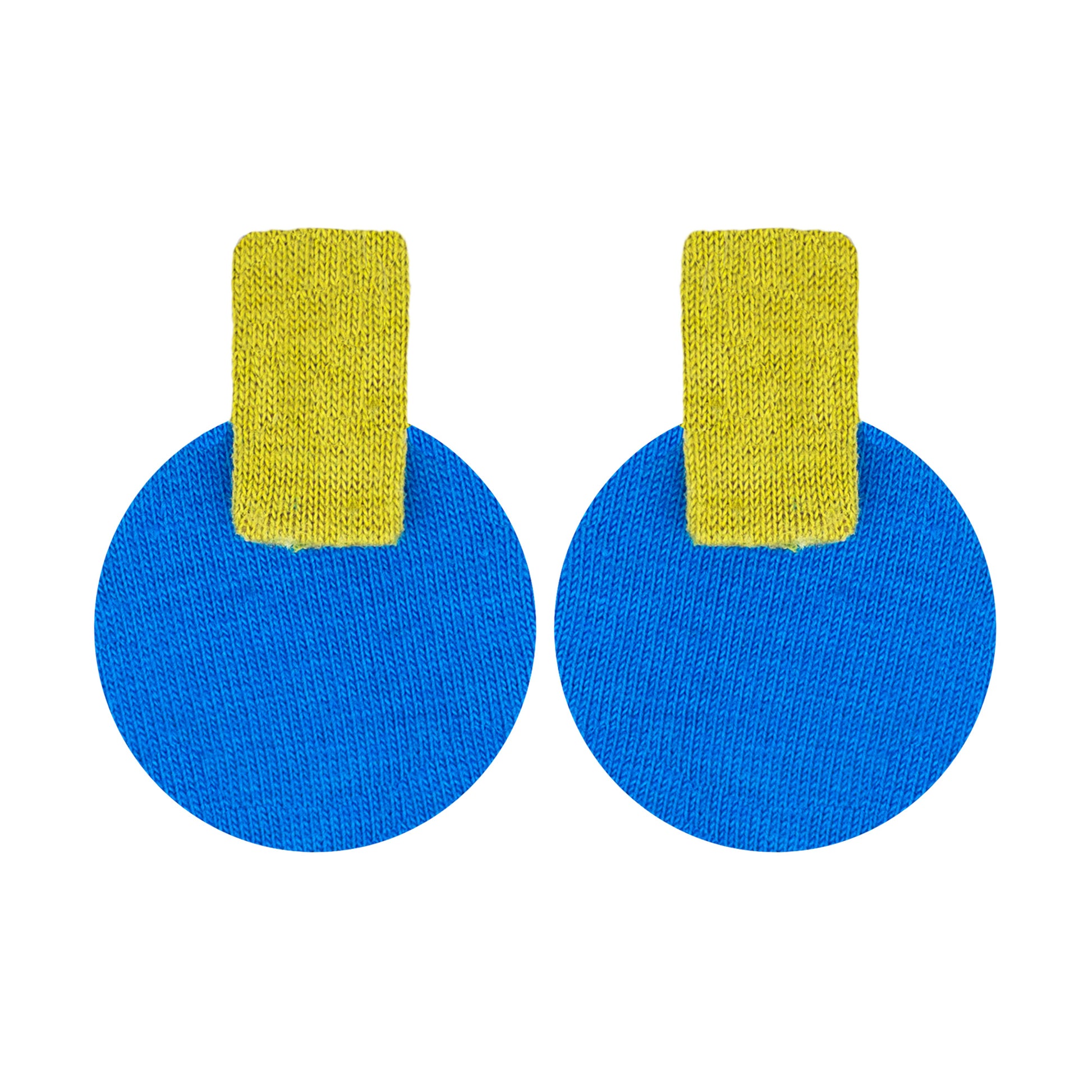 Organic Vibes Handmade Geometrical Blue-Olive Shape Antique Stud Fabric Earrings For Women