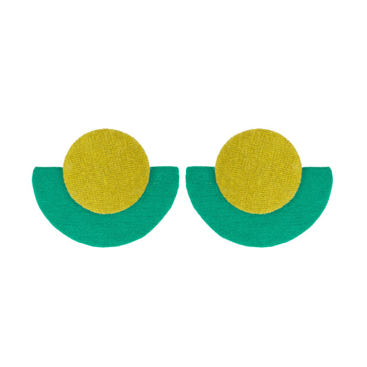 Organic Vibes Handmade Geometrical Shape Unique Olive-Green Stud Fabric Earrings For Women