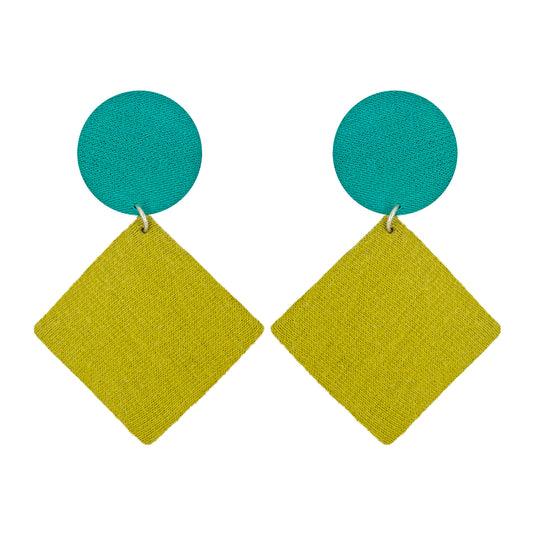 Organic Vibes Handmade Geometrical Shape Antique Dangler Fabric Earrings For Women