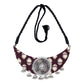 Organic Vibes Handmade Floral Hand Block Printed Brown Fabric Necklace Set For Women