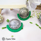 Organic Vibes Handmade Temple Design Green Big Stud Fabric Earrings For Women