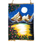 Neha Rajan Artworks Original Handmade Full Moon Scenery Painting Hand Painted On Canvas Roll 4*6