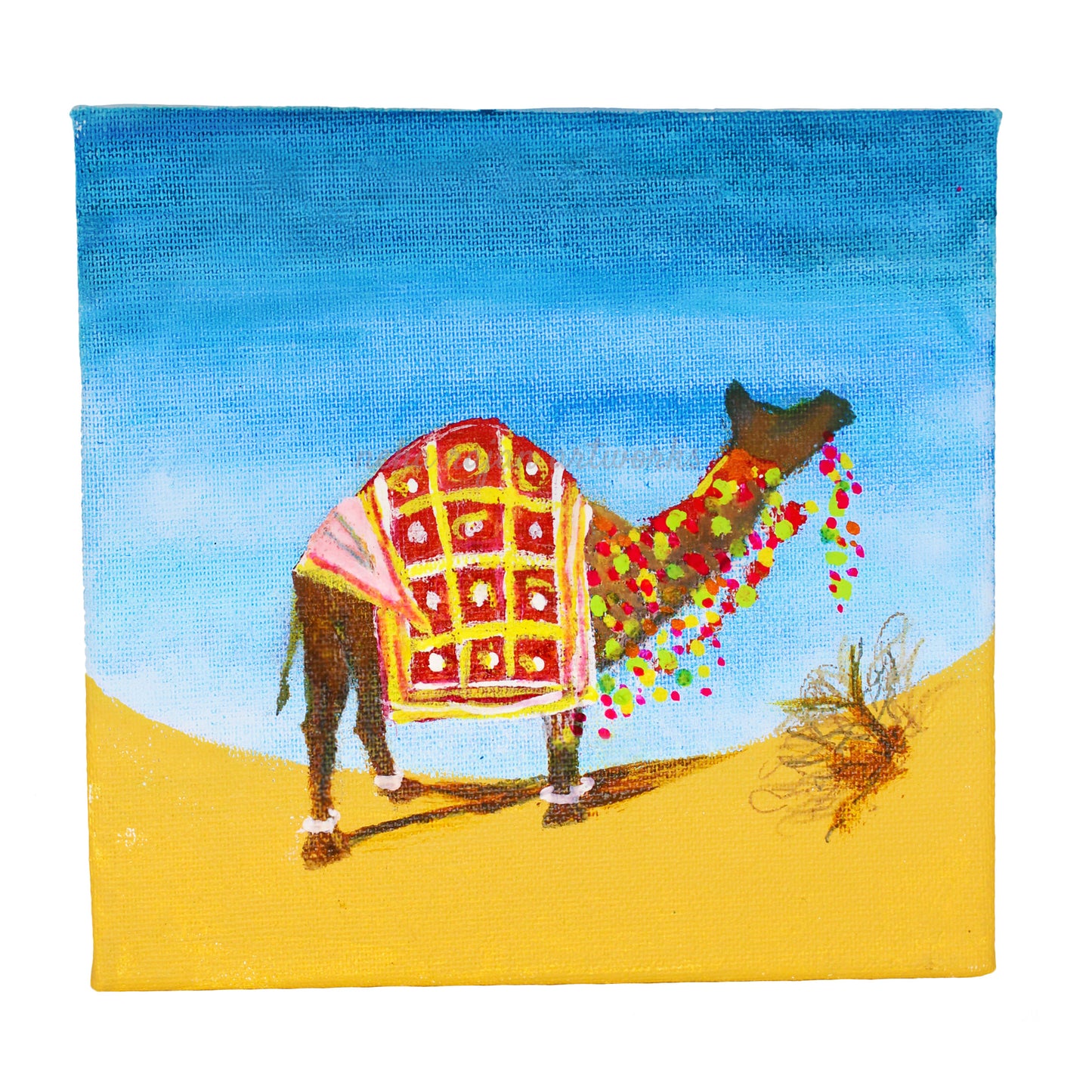 Neha Rajan Artworks Original Handmade Camel Painting Hand Painted On Canvas Frame 6*6