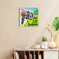 Neha Rajan Artworks Original Handmade Bicycle Floral Motivational Quote Painting Hand Painted On Canvas Frame 6*6
