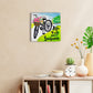Neha Rajan Artworks Original Handmade Bicycle Floral Motivational Quote Painting Hand Painted On Canvas Frame 6*6