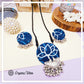 Organic Vibes Handmade Blue Indigo Lotus Printed Fabric Pendant Set For Women