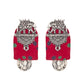 Organic Vibes Handmade Elephant Design Red Fabric Pendant Set For Women