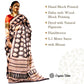 Organic Vibes Black Handblock Printed Mulmul Cotton Saree with Orange Buties