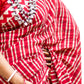 Organic Vibes Red White check Handblock Printed Mulmul Cotton Saree