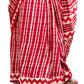 Organic Vibes Red White check Handblock Printed Mulmul Cotton Saree