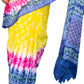 Organic Vibes Multi color Handblock Printed Mulmul Cotton Saree with Sparrow Calligraphy