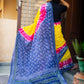 Organic Vibes Multi color Handblock Printed Mulmul Cotton Saree with  Sparrow Calligraphy