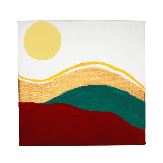 Neha Rajan Artworks Original Handmade Boho Hills Painting Hand Painted On Canvas Frame 6*6