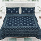 Latest Navy Blue Dabu Handblock Printed Bed Cover with Pillow covers