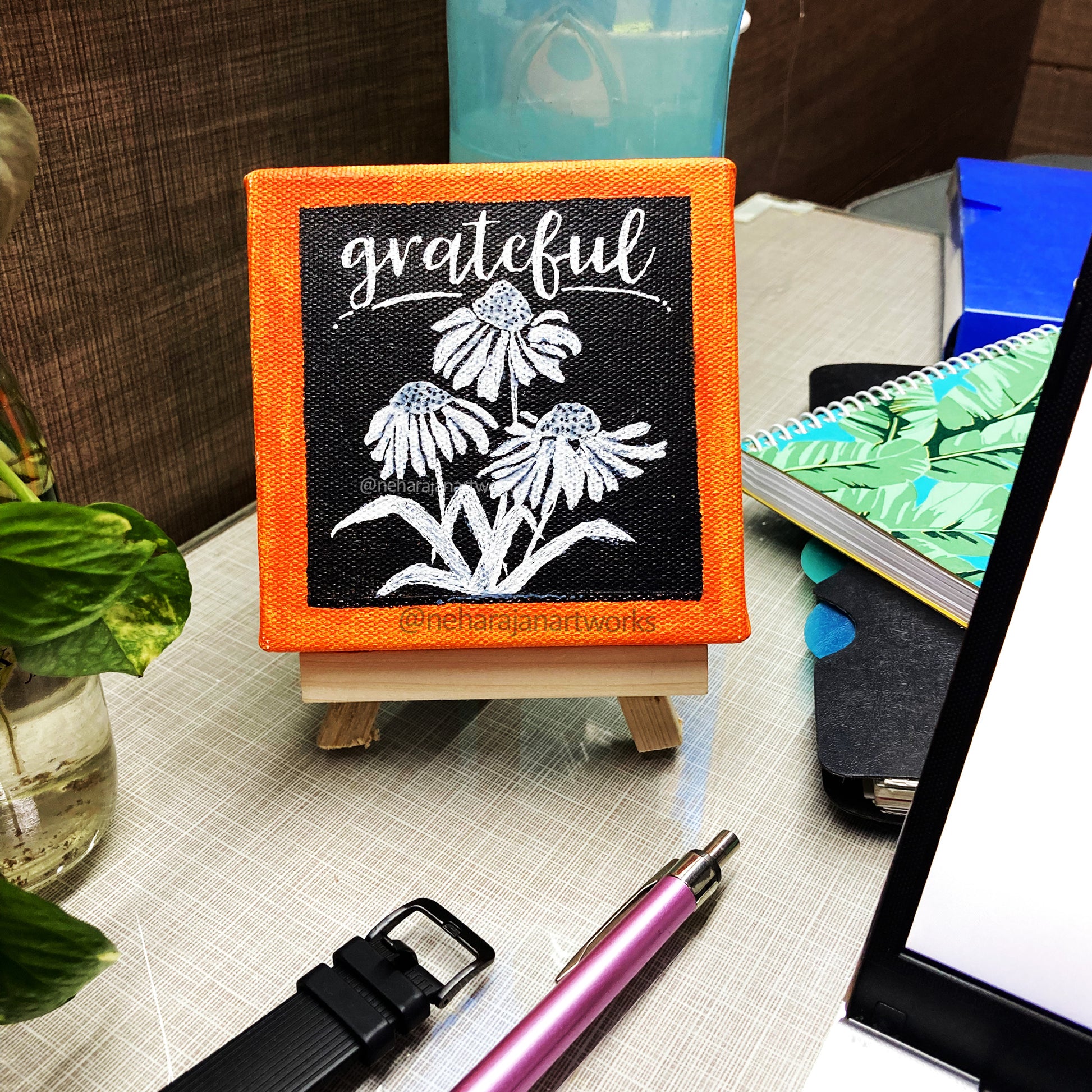 Neha Rajan Artworks Original Handmade Motivational Quotes Painting Hand Painted On Canvas Frame With Easel 4X4
