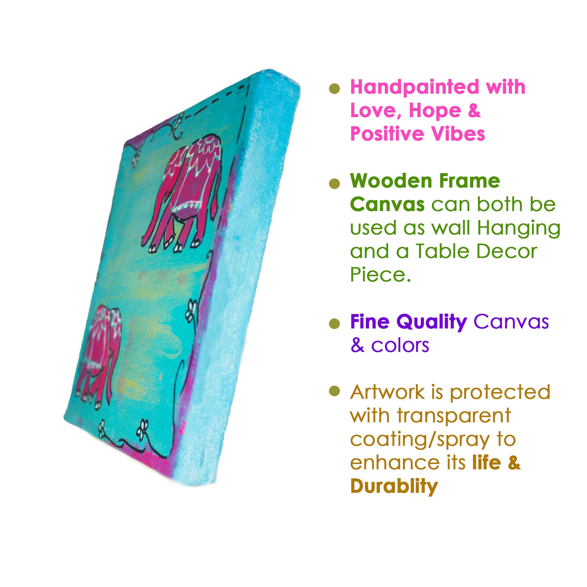 Neha Rajan Artworks Original Handmade Combo Of 2 Unique Elephant Painting Hand Painted On Canvas Frame 6*6