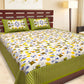 Latest Green Floral Block Printed Bed Cover with Pillows