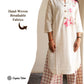 Organic Vibes Off - White Regular Kurta Set Handwoven Natural Color Pure Cotton Striped Floral