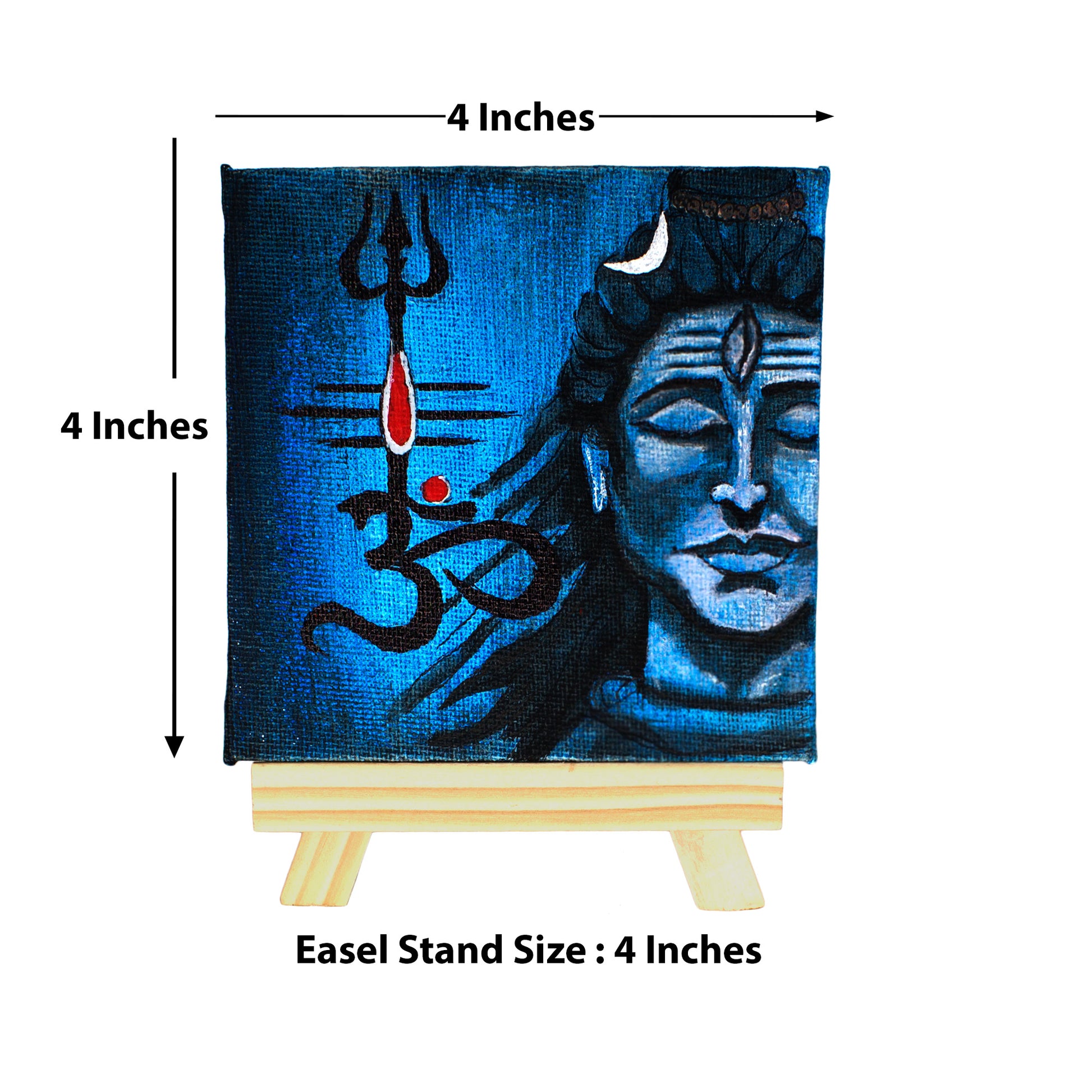 Neha Rajan Artworks Original Handmade Shiva Trishakti Painting Hand Painted On Canvas Frame 4X4 With Easel