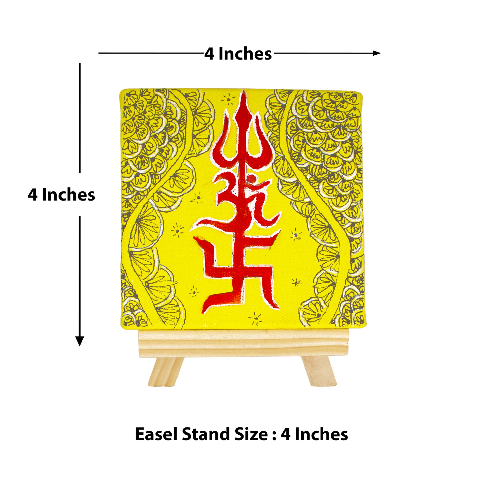 Neha Rajan Artworks Small Handmade Trienergy Trishakti Vastu Painting Hand Painted On Canvas Frame With Easel 4X4