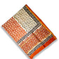 Organic Vibes White Orange Floral Chanderi Silk Hand Block Printed Kurta Set unstitched Fabric with Dupatta