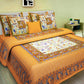 Organic Vibes Yellow Garba Design Striped Cotton Bed Cover with Pillows